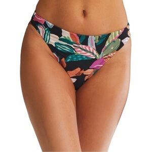 Time and Tru Women's Black Painted Paradise‎ High Leg Swimwear Bikini Size 2X